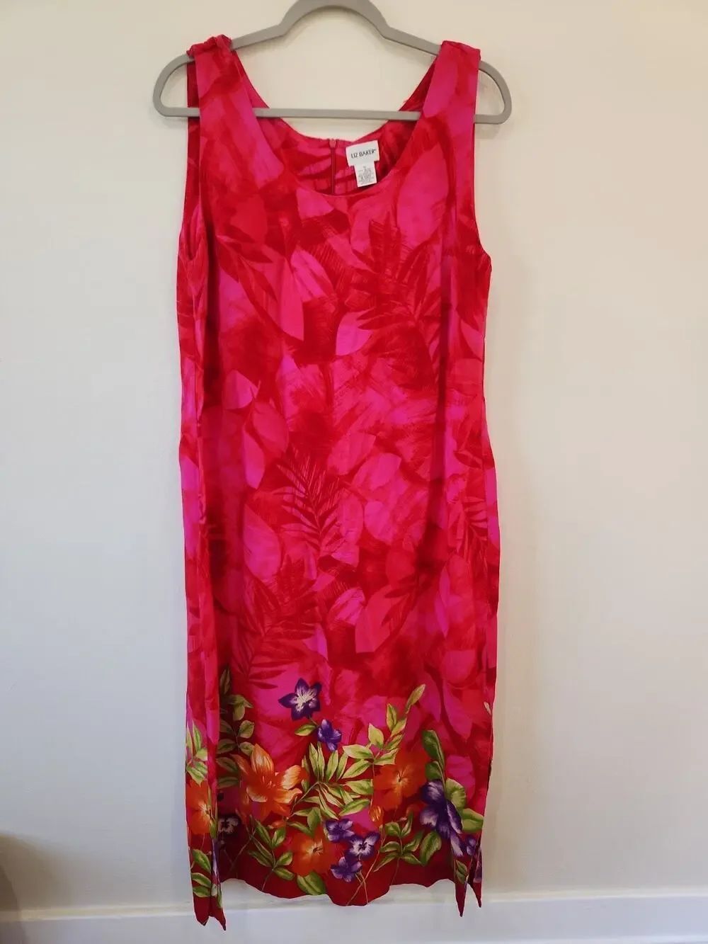 Liz Baker Hawaiian Floral Sleeveless Maxi Dress Size 18 Rayon Aloha Tropical